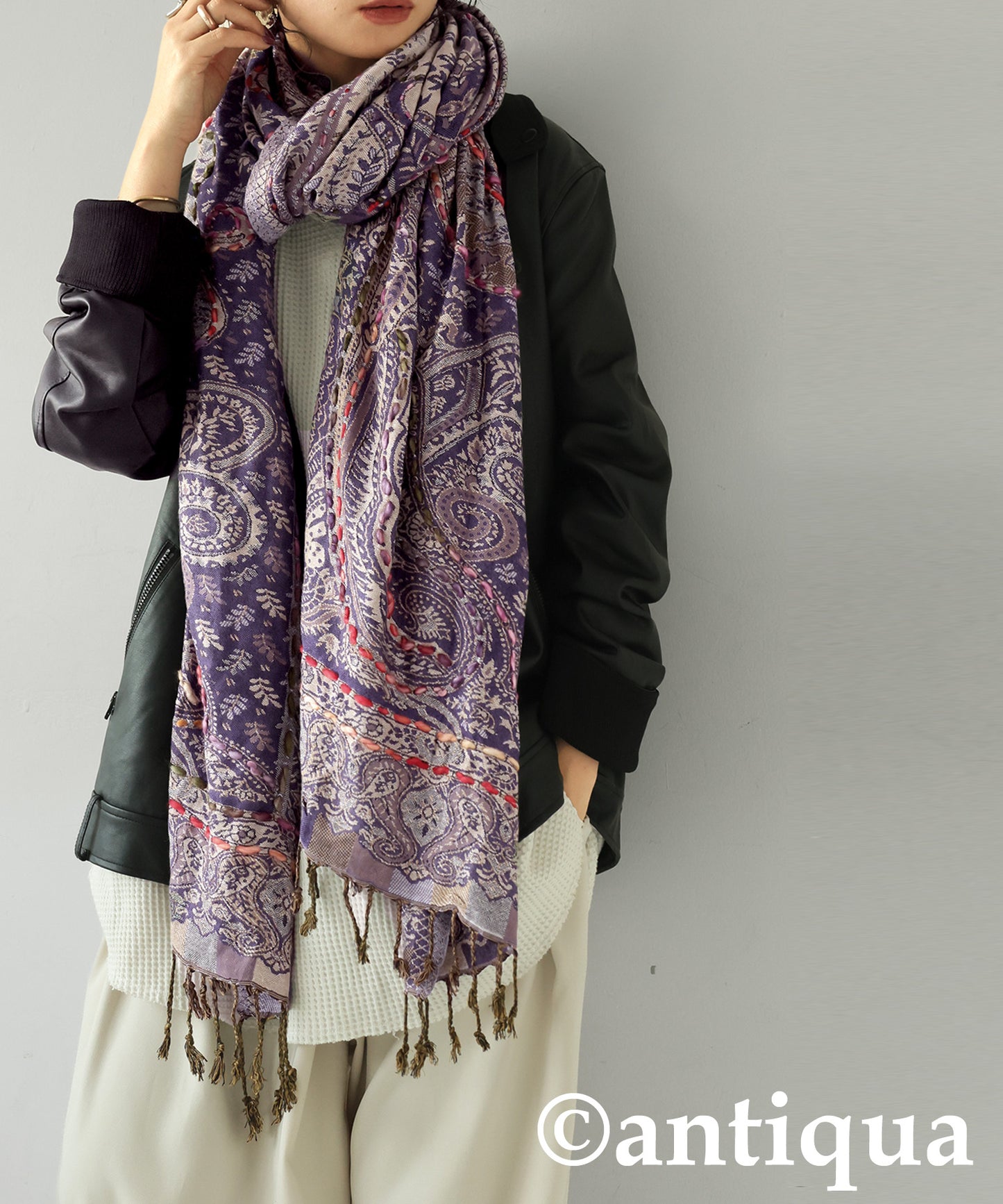 Ethnic Pattern Embroidered Large Stole Ladies