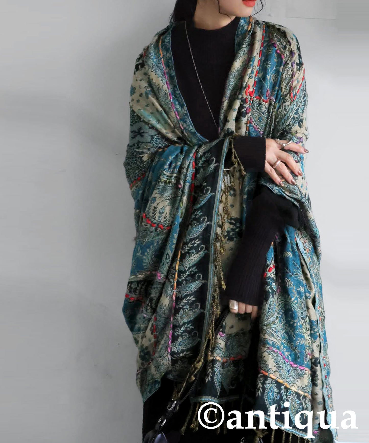 Ethnic Pattern Embroidered Large Stole Ladies