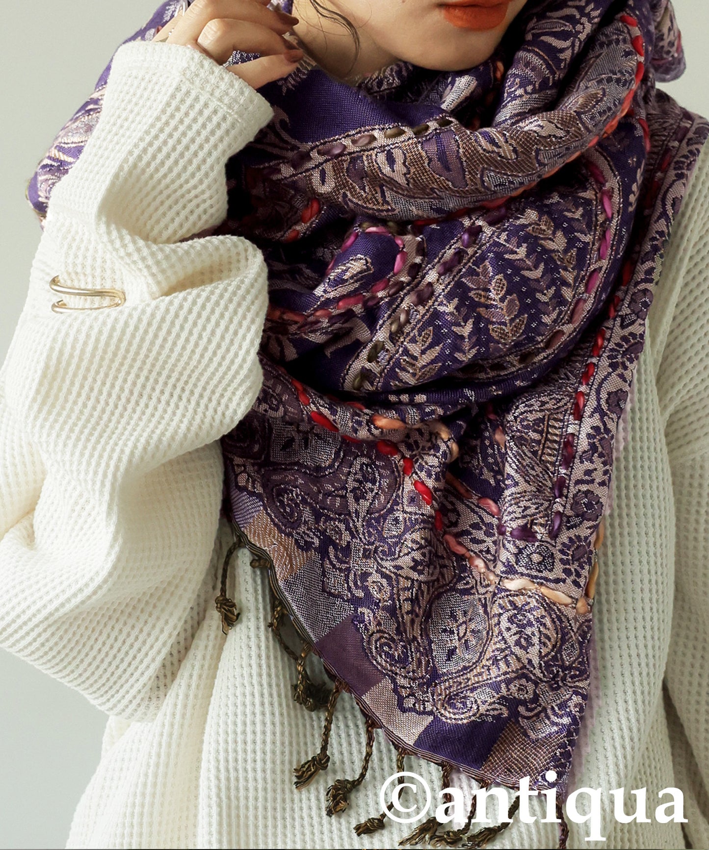 Ethnic Pattern Embroidered Large Stole Ladies