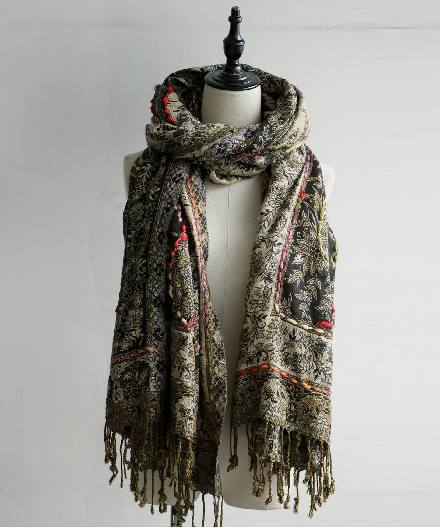 Ethnic Pattern Embroidered Large Stole Ladies