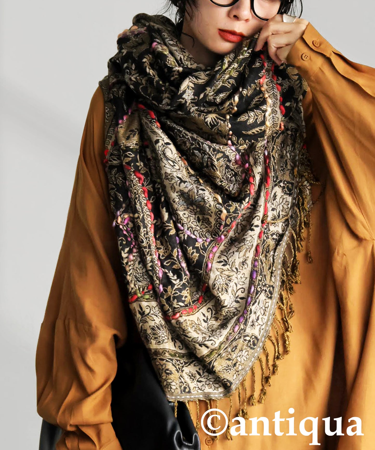 Ethnic Pattern Embroidered Large Stole Ladies