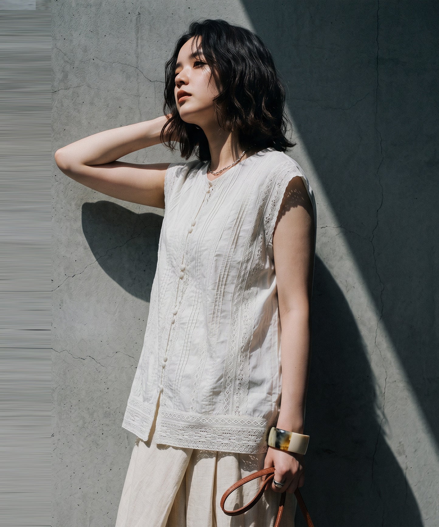Sleeveless Lace 100% Cotton Tank Ladies