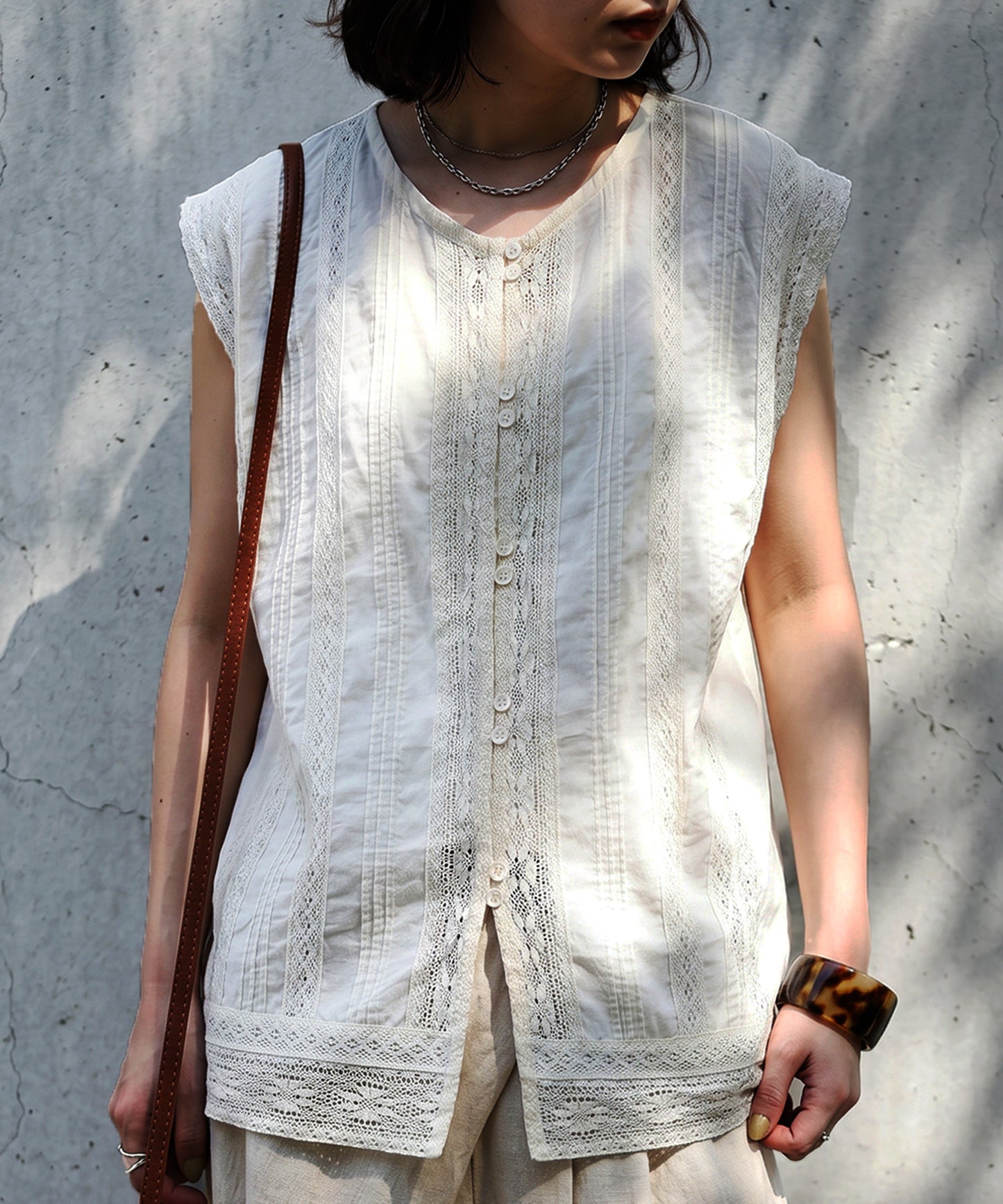 Sleeveless Lace 100% Cotton Tank Ladies