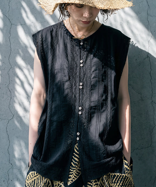 Sleeveless Lace 100% Cotton Tank Ladies