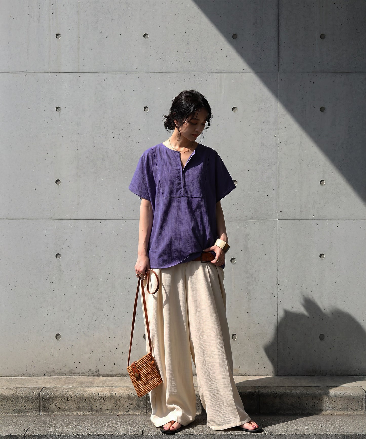 100% Cotton.Keyhole Neckline Blouse Ladies