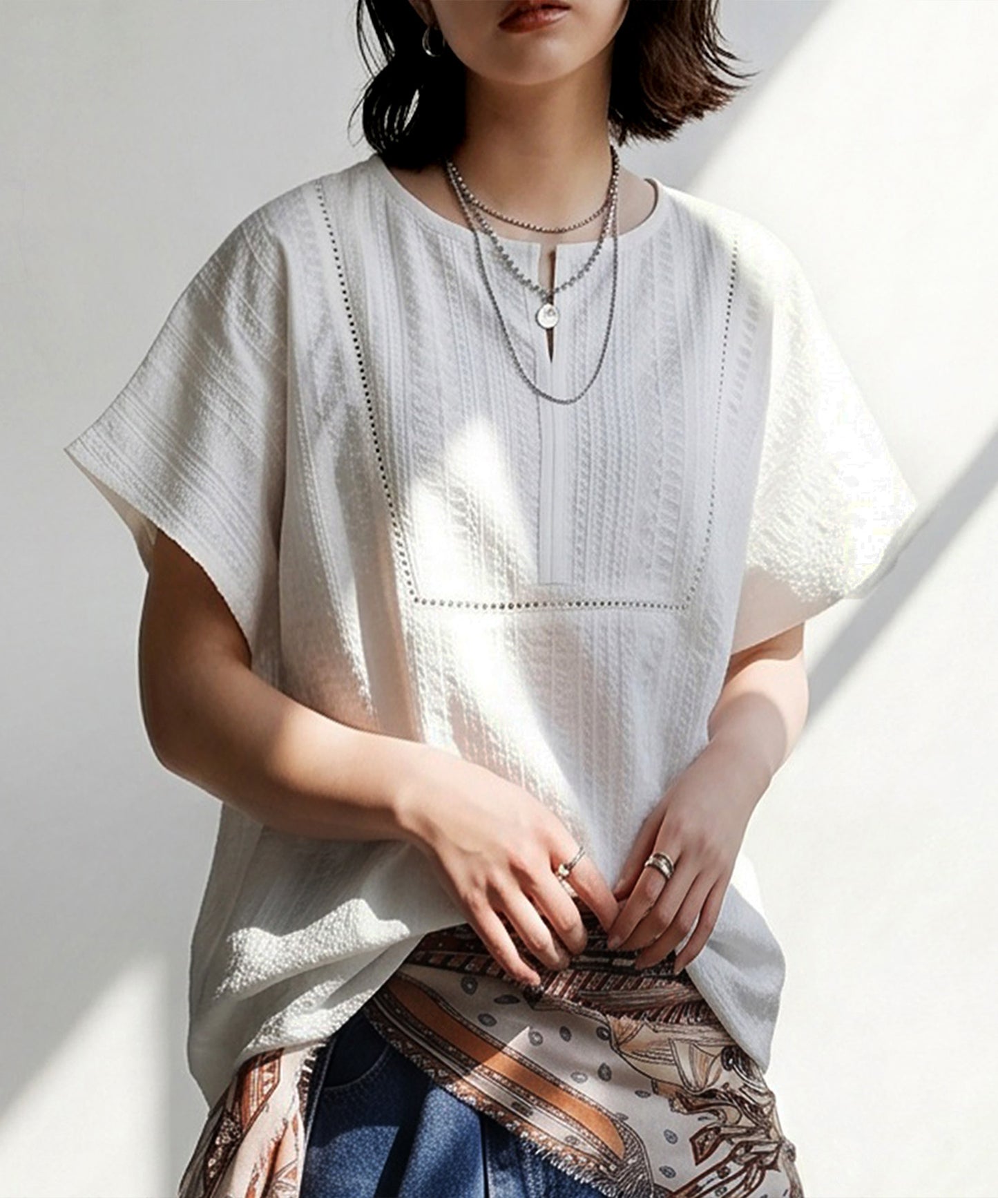 100% Cotton.Keyhole Neckline Blouse Ladies