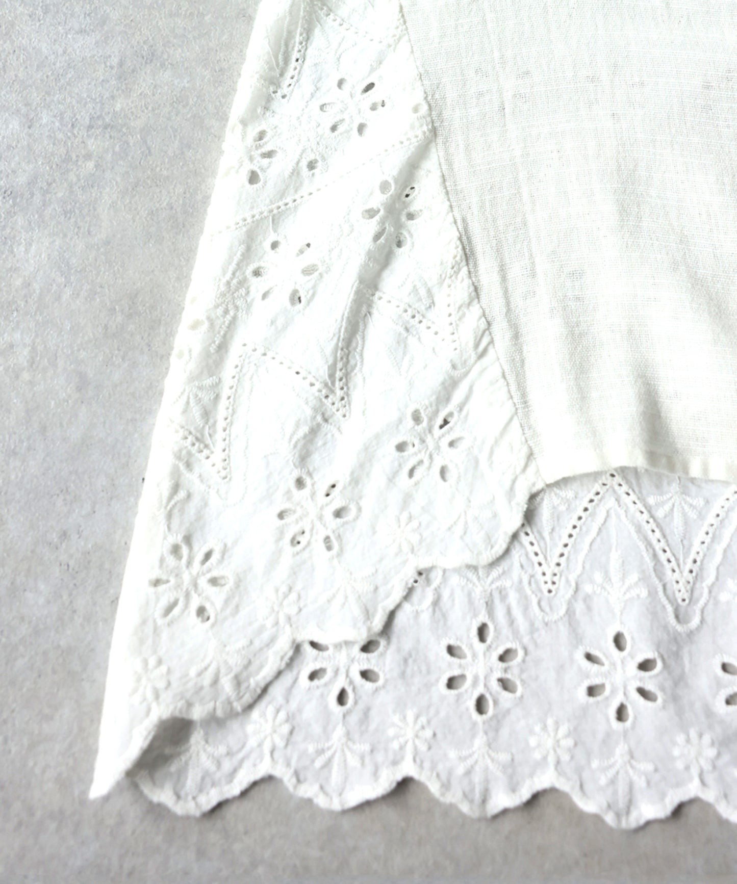 100% Cotton Band Collar Flare Lace Trim Shirt Ladies