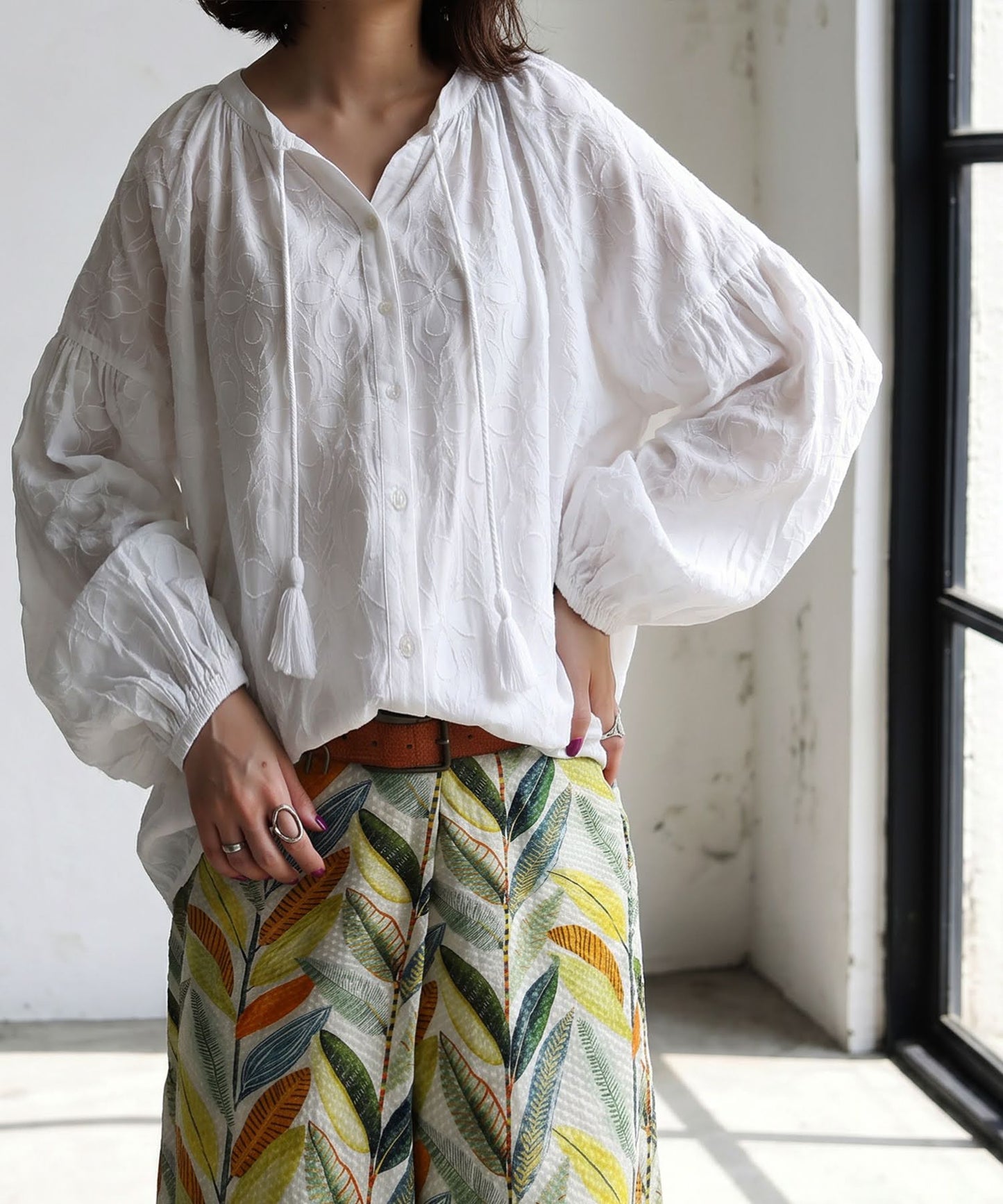 Dobby Weave 100% Cotton Blouse Ladies