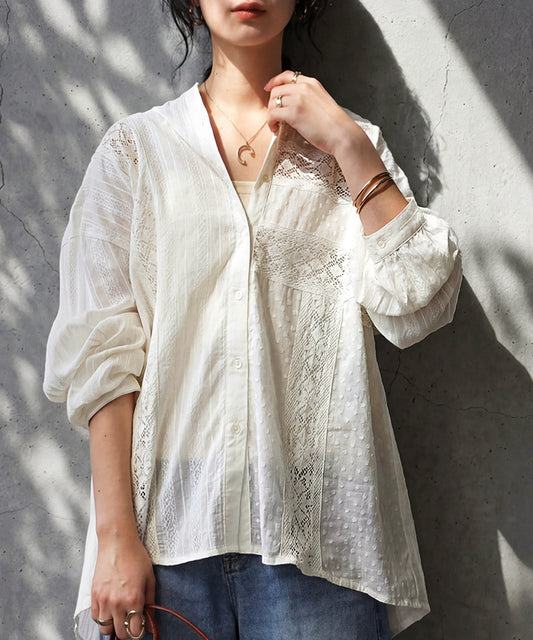Indian Cotton Lace Shirt Ladies