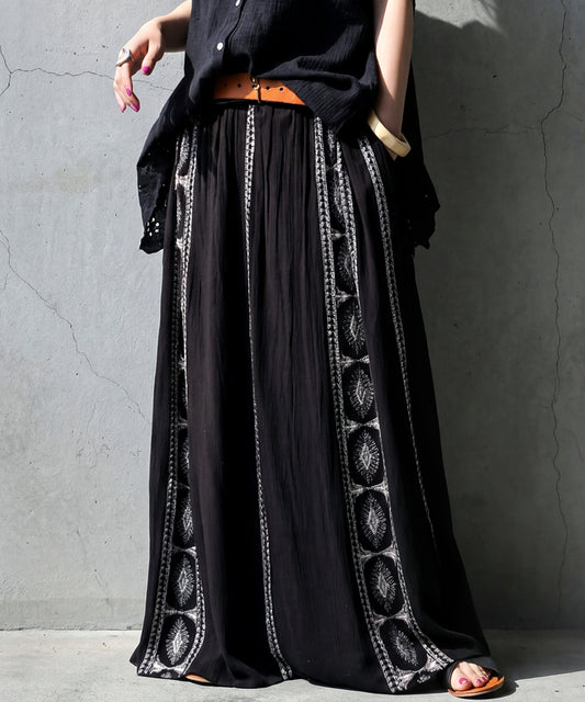 Embroidered Flared Long Skirt Ladies