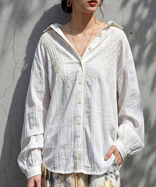 Indian Cotton Embroidered 100% Cotton Shirt Ladies