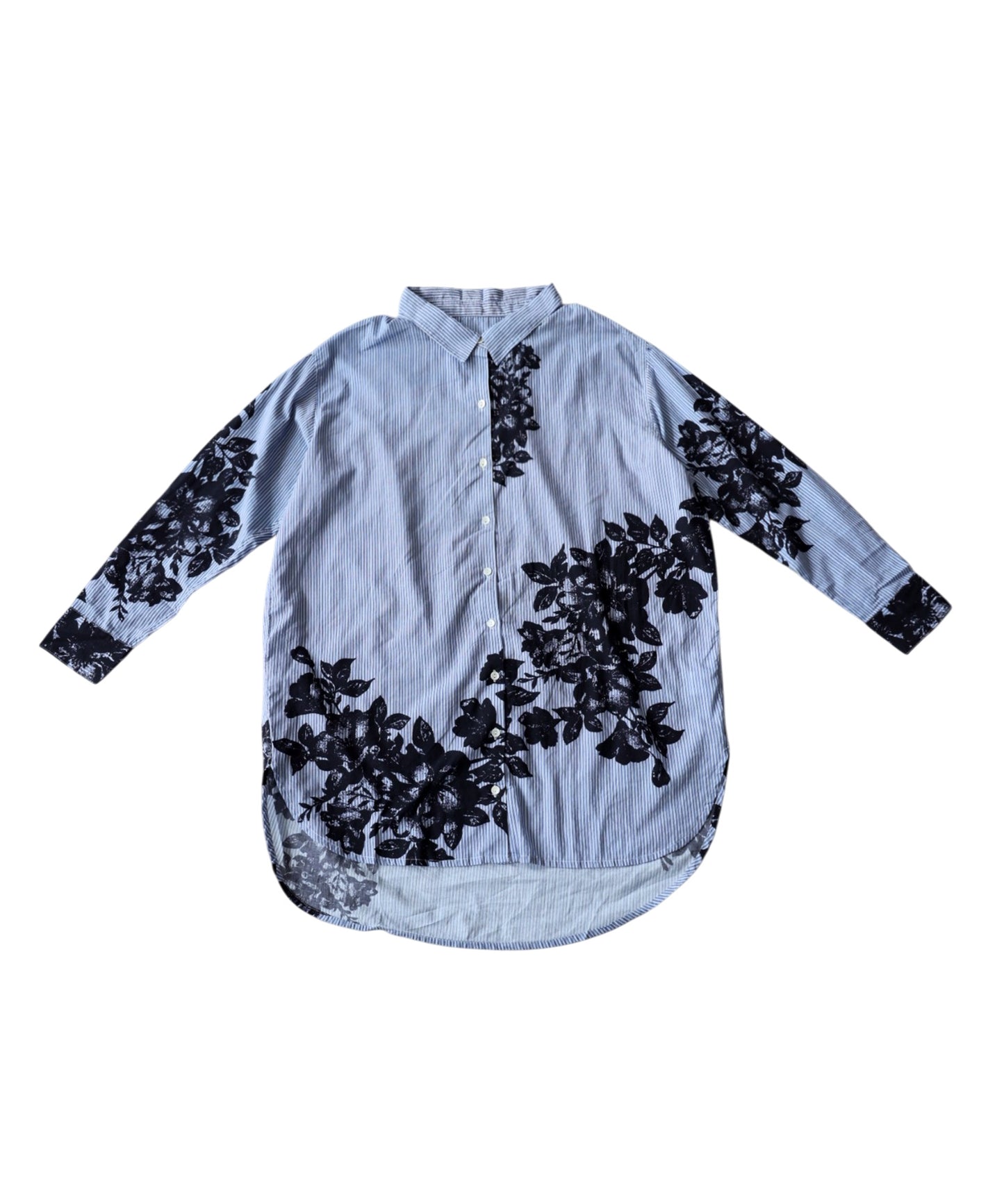 Striped And Floral Patterned 100% Cotton Shirt Ladies
