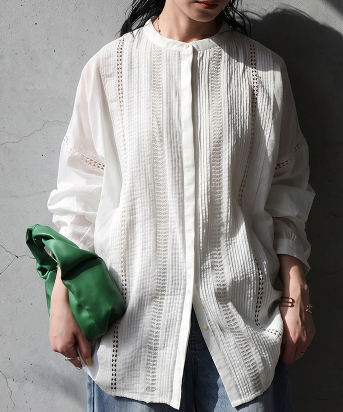 Indian Cotton Band Collar Shirt Ladies