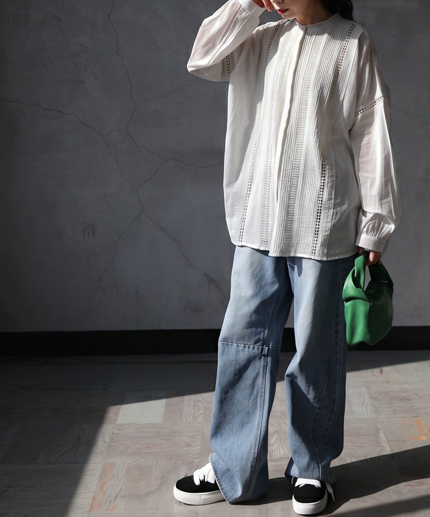 Indian Cotton Band Collar Shirt Ladies