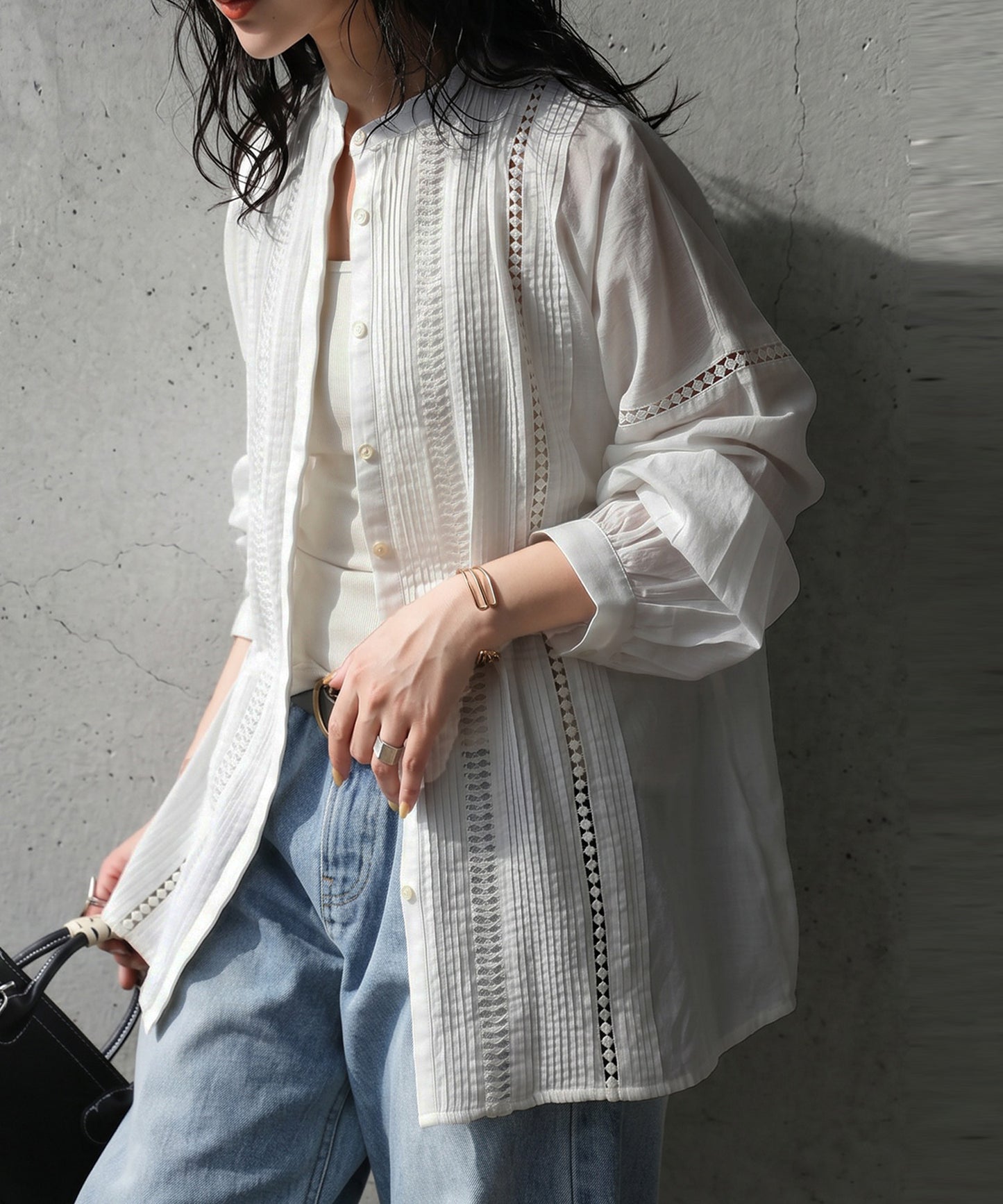 Indian Cotton Band Collar Shirt Ladies