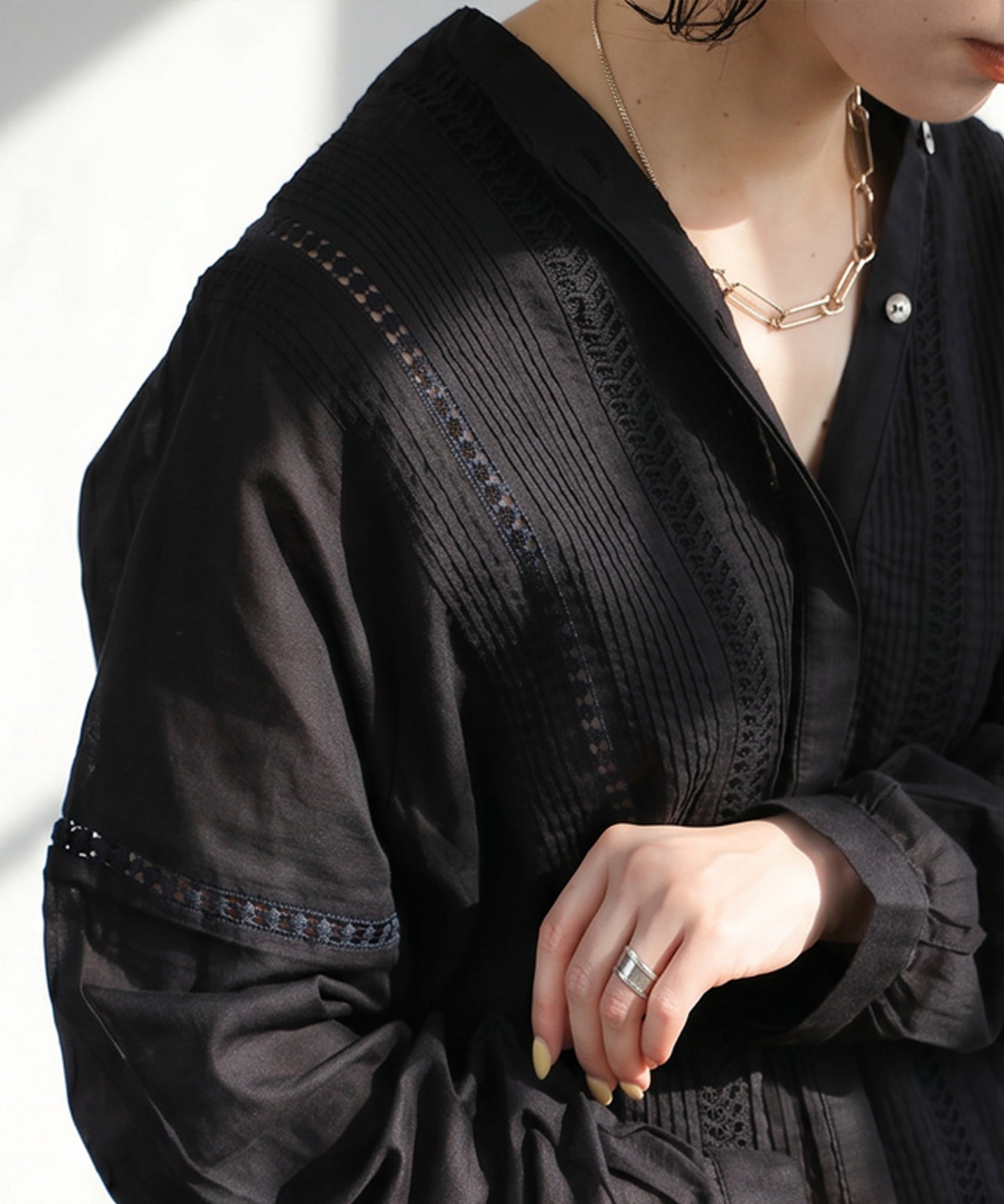 Indian Cotton Band Collar Shirt Ladies