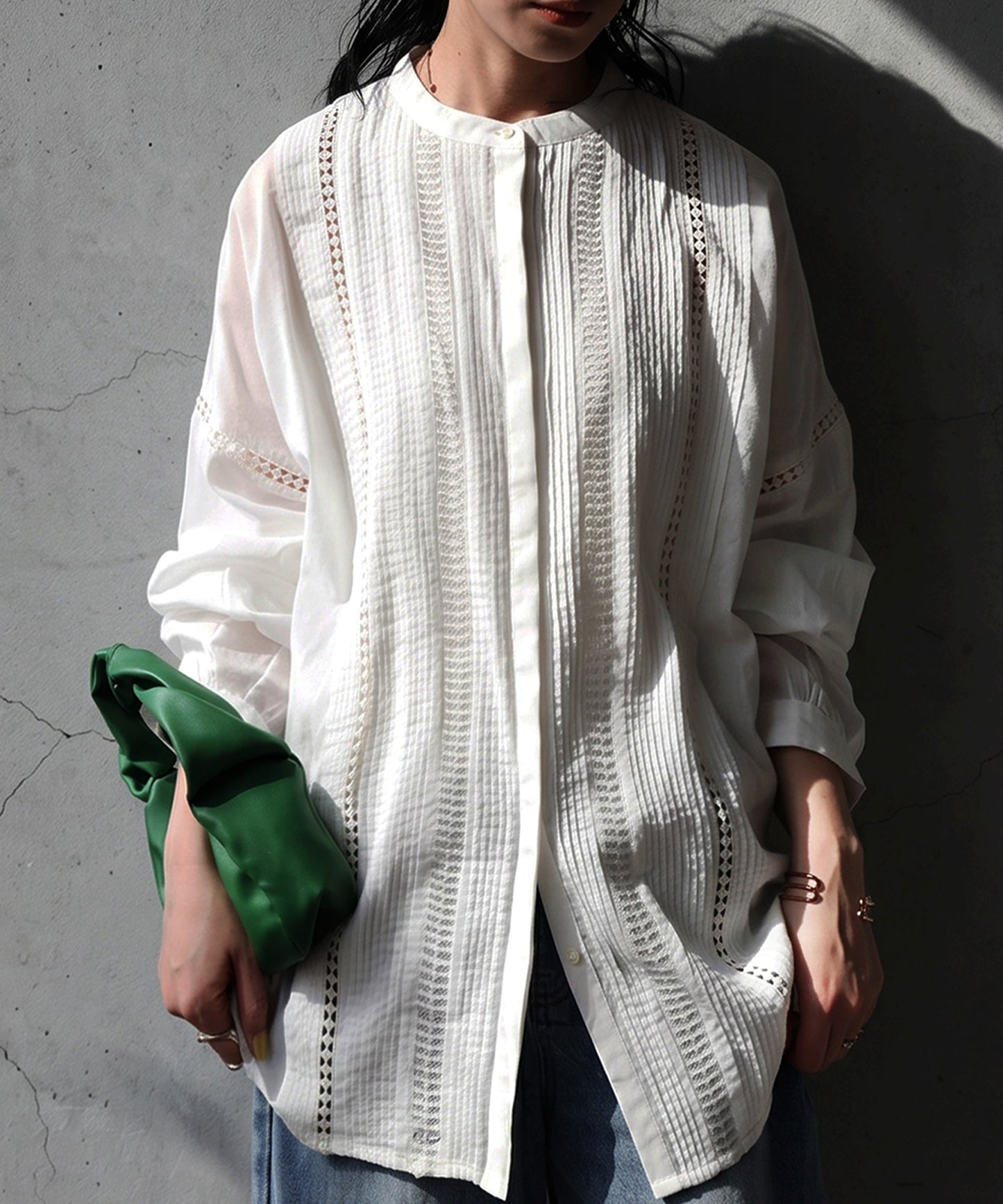 Indian Cotton Band Collar Shirt Ladies
