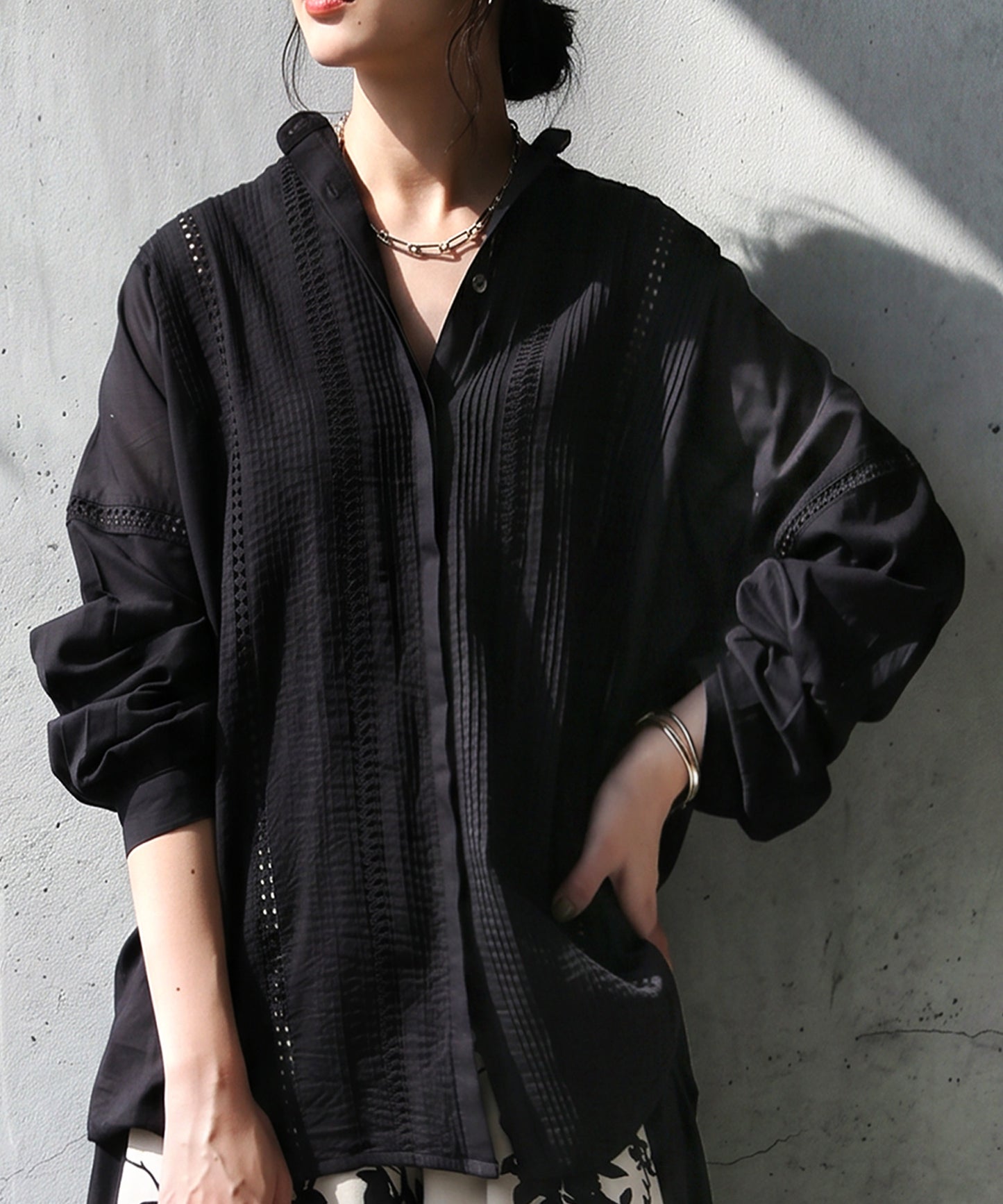 Indian Cotton Band Collar Shirt Ladies