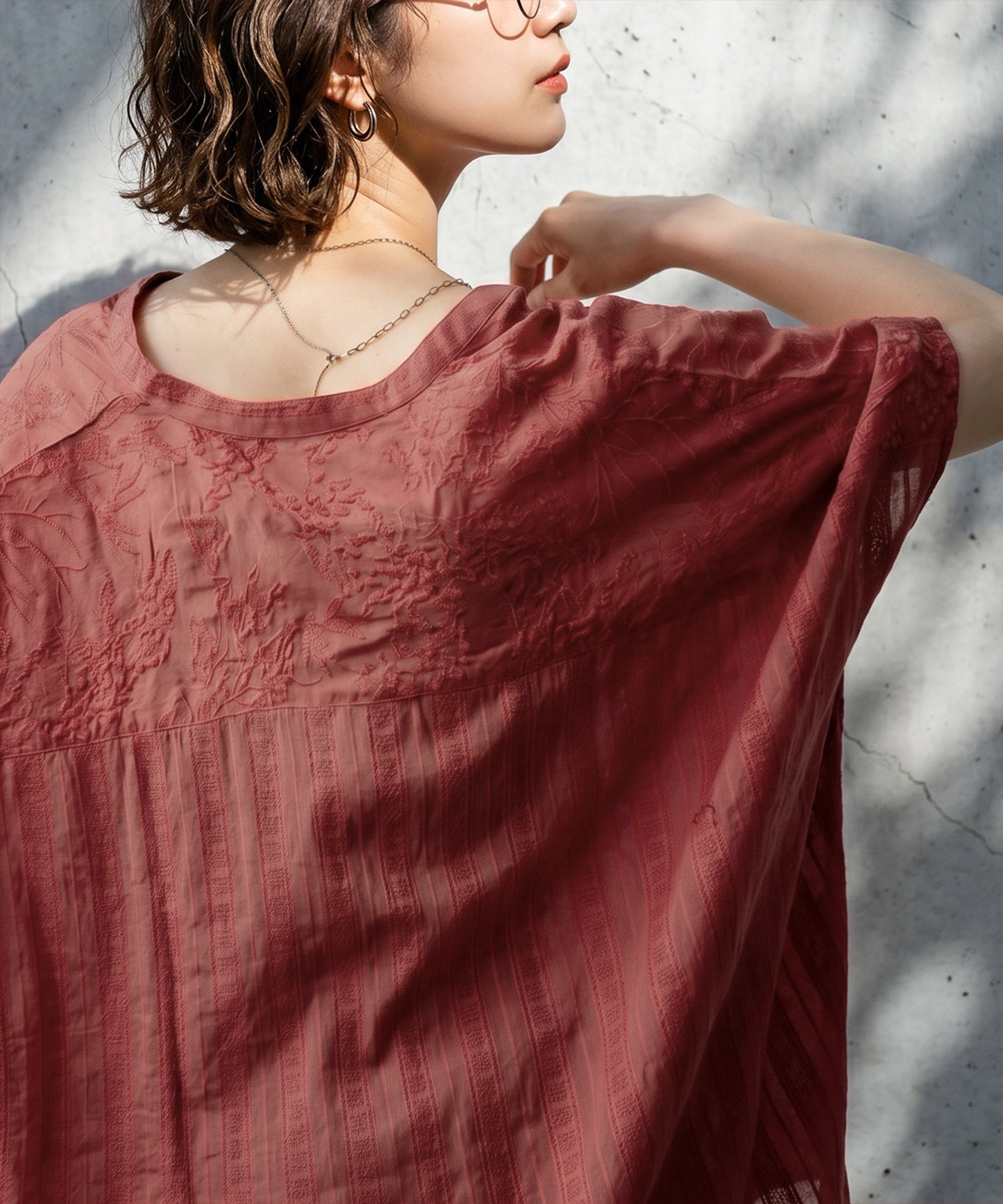 Embroidered Cotton French Sleeve Shirt Ladies