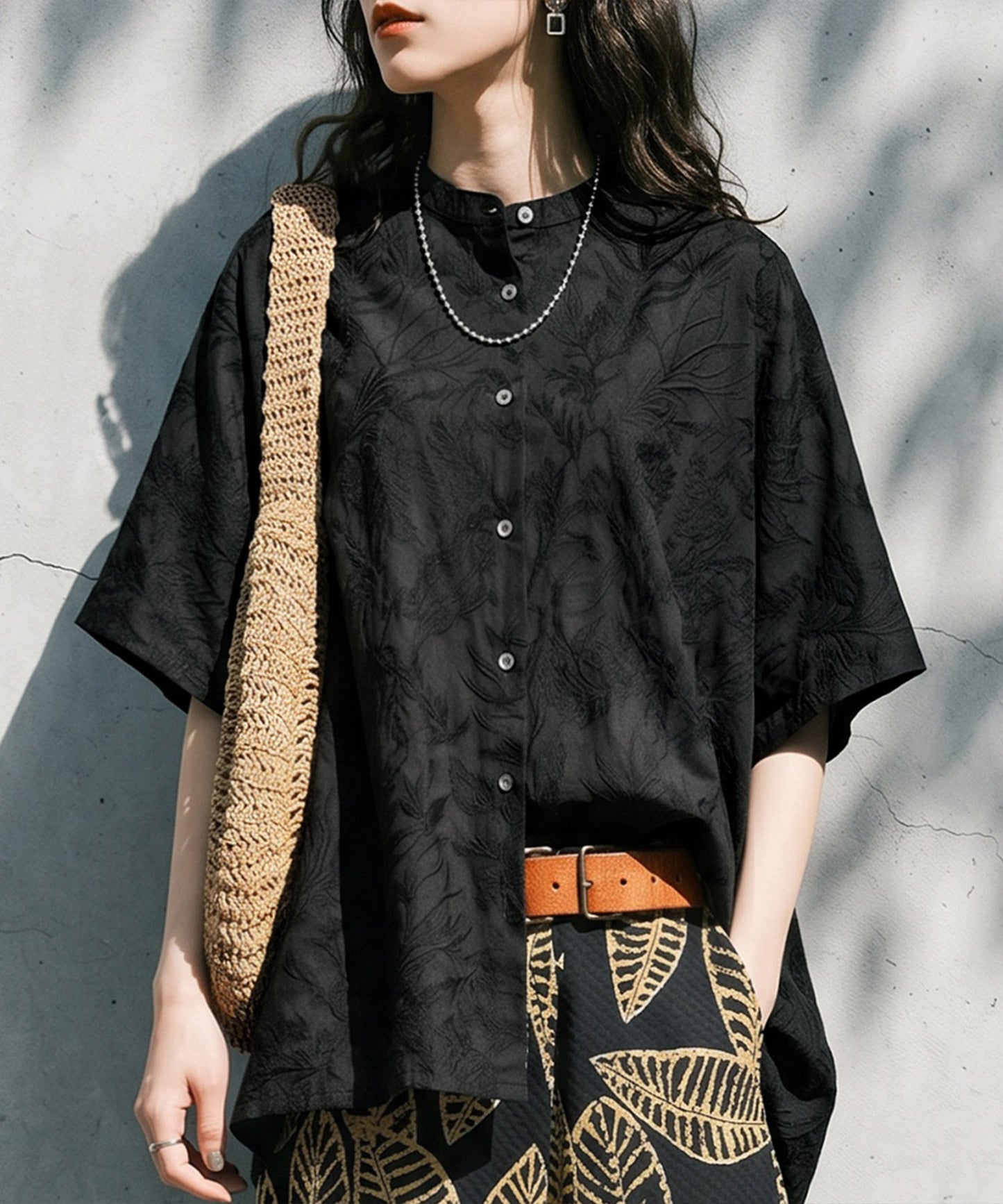 Embroidered Cotton French Sleeve Shirt Ladies