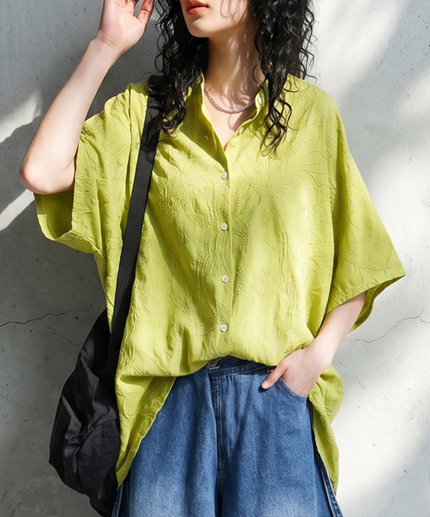 Embroidered Cotton French Sleeve Shirt Ladies
