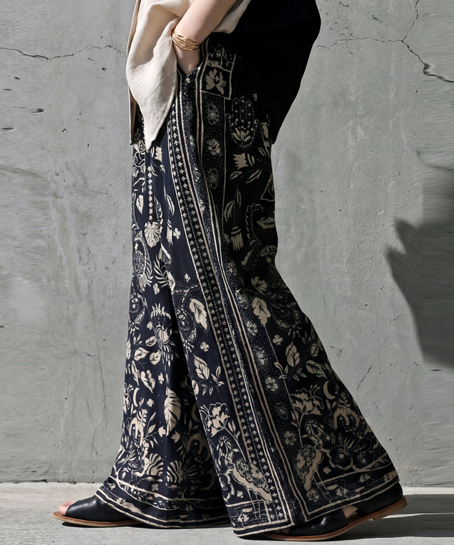 Ethnic Print Wide-Leg Pants Ladies