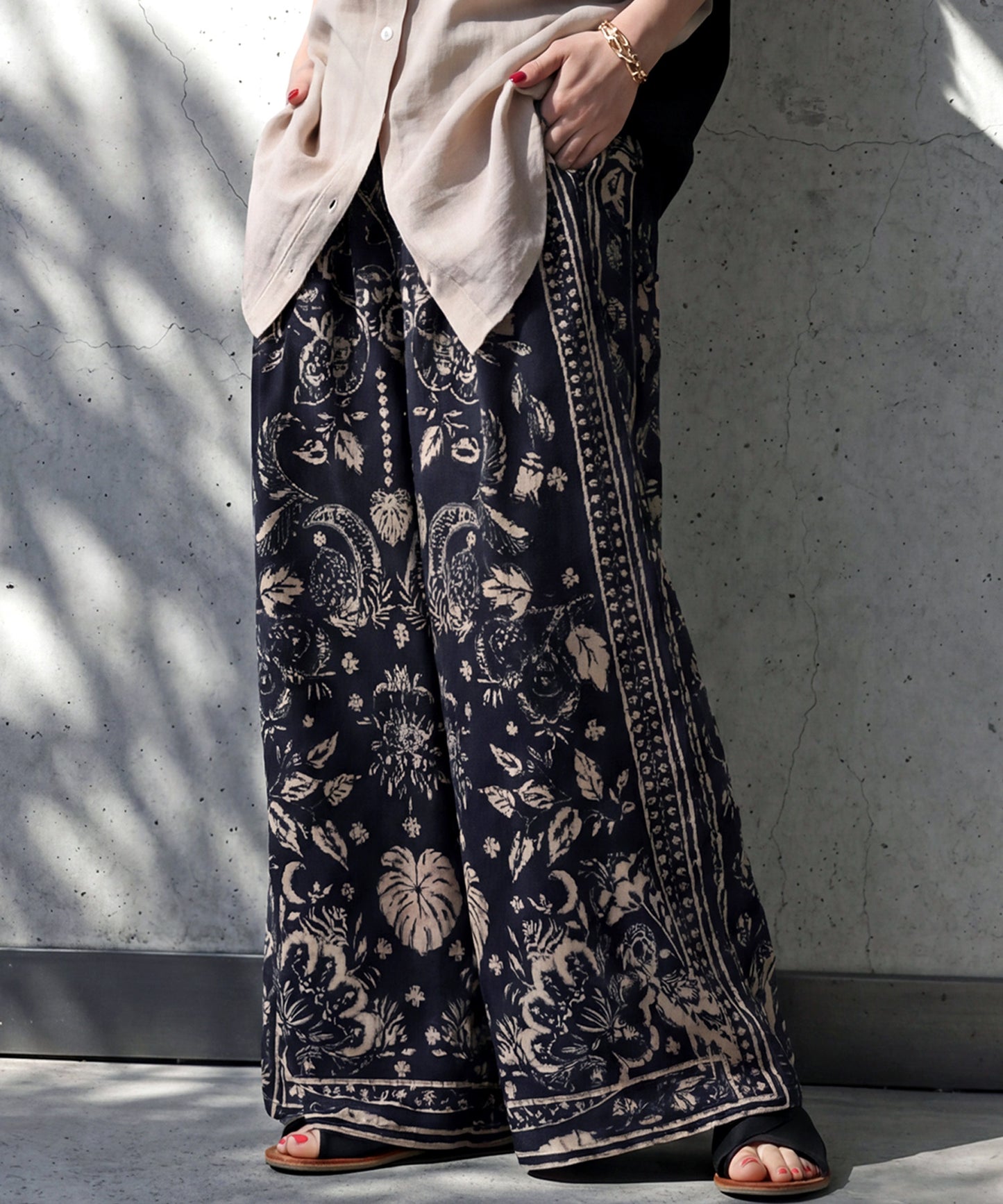 Ethnic Print Wide-Leg Pants Ladies