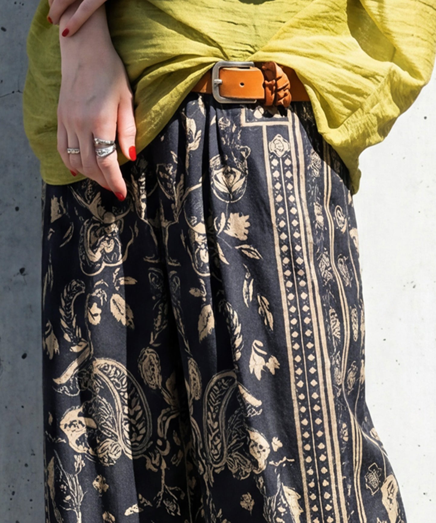 Ethnic Print Wide-Leg Pants Ladies