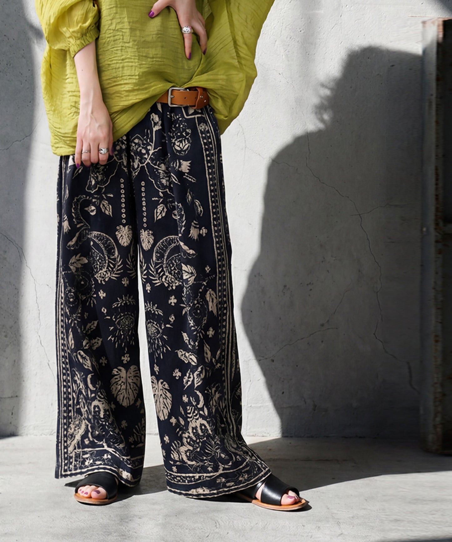 Ethnic Print Wide-Leg Pants Ladies