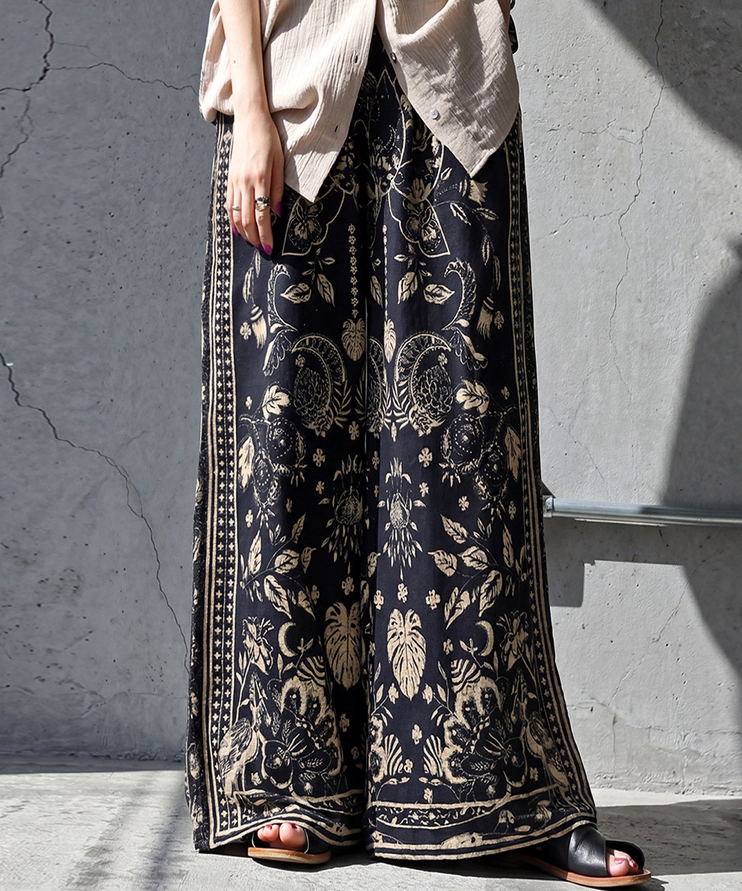 Ethnic Print Wide-Leg Pants Ladies