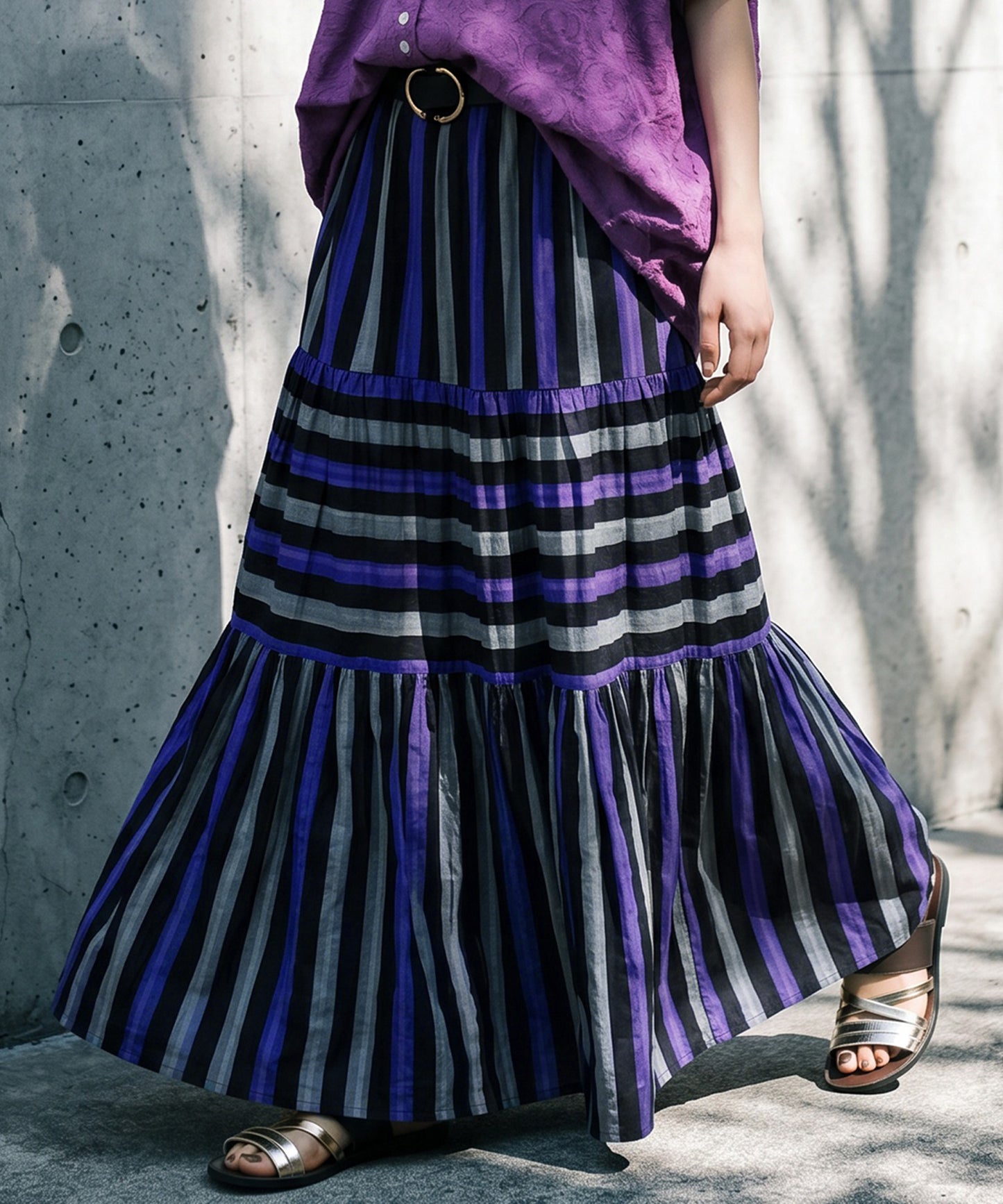 Striped Tiered Skirt Ladies