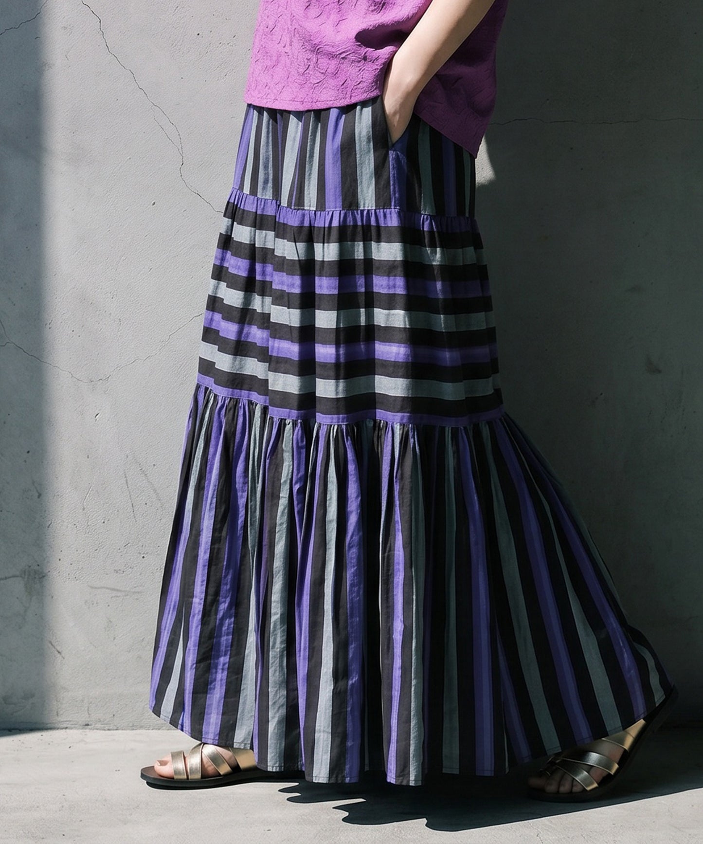 Striped Tiered Skirt Ladies