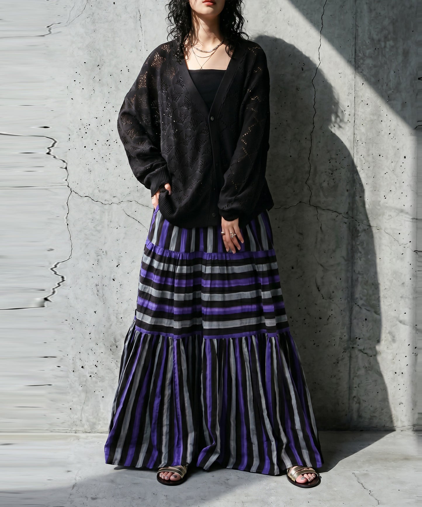 Striped Tiered Skirt Ladies