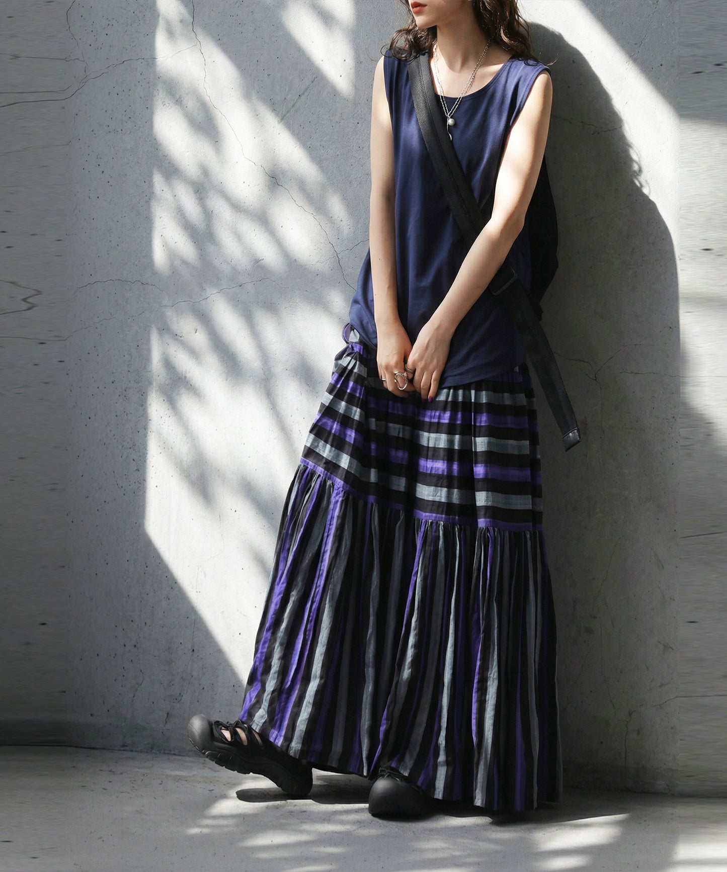 Striped Tiered Skirt Ladies