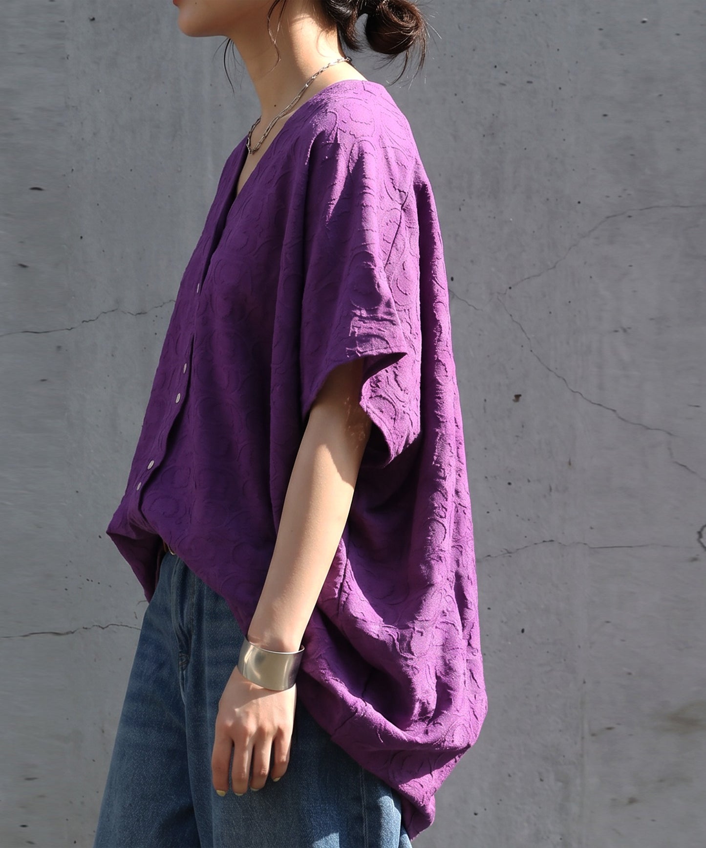 Kalamkari Pattern Jacquard Dolman Indian Cotton Shirt Ladies