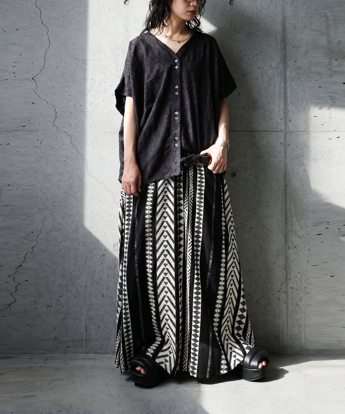Kalamkari Pattern Jacquard Dolman Indian Cotton Shirt Ladies