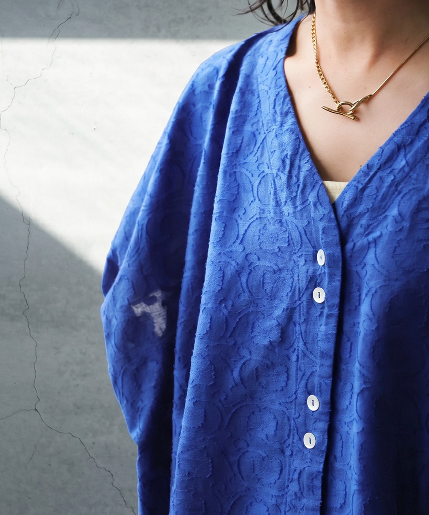 Kalamkari Pattern Jacquard Dolman Indian Cotton Shirt Ladies