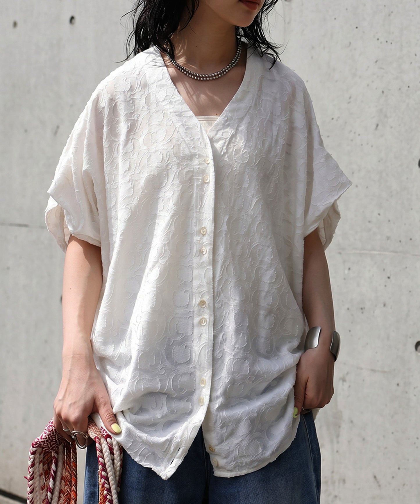Kalamkari Pattern Jacquard Dolman Indian Cotton Shirt Ladies