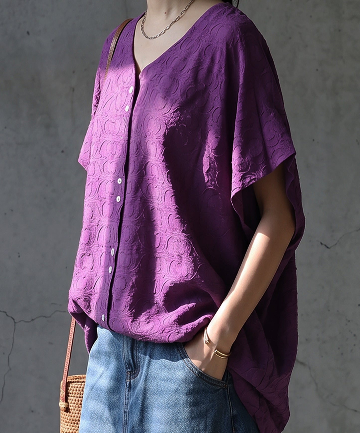 Kalamkari Pattern Jacquard Dolman Indian Cotton Shirt Ladies