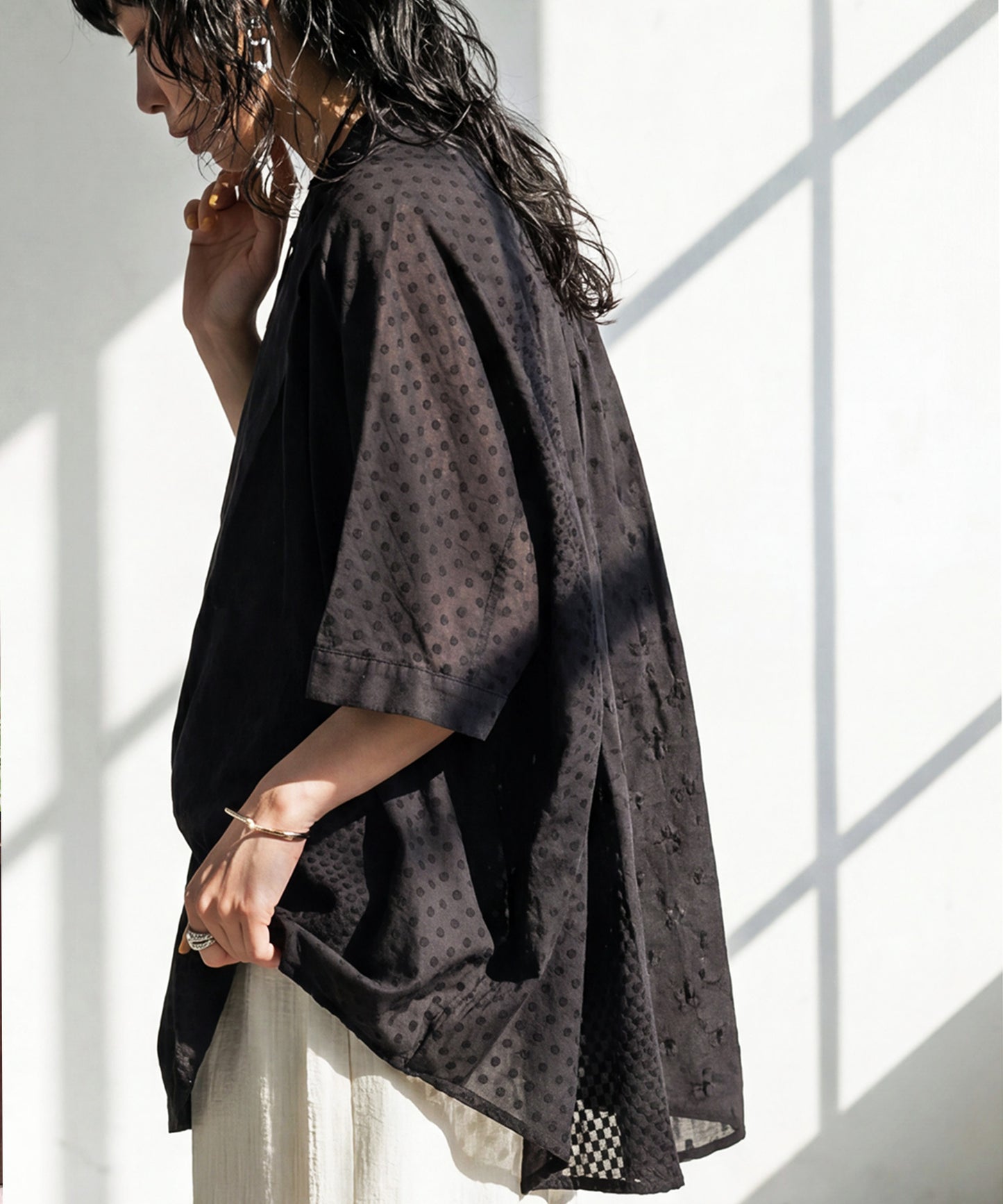 100% Cotton Dobby Weave Blouse Ladies