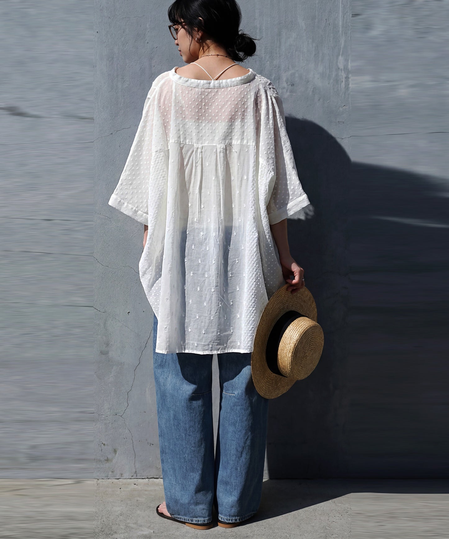 100% Cotton Dobby Weave Blouse Ladies