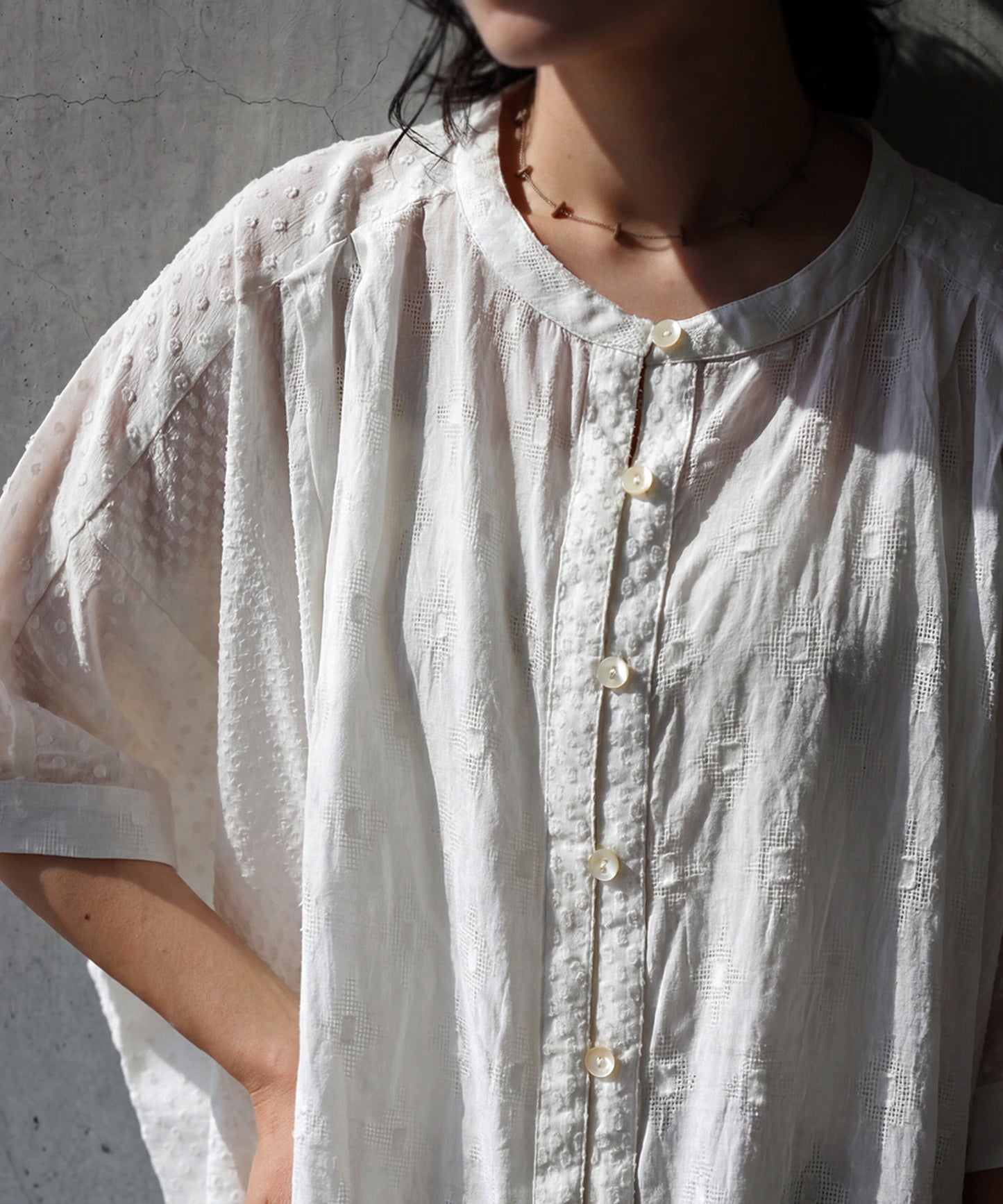 100% Cotton Dobby Weave Blouse Ladies