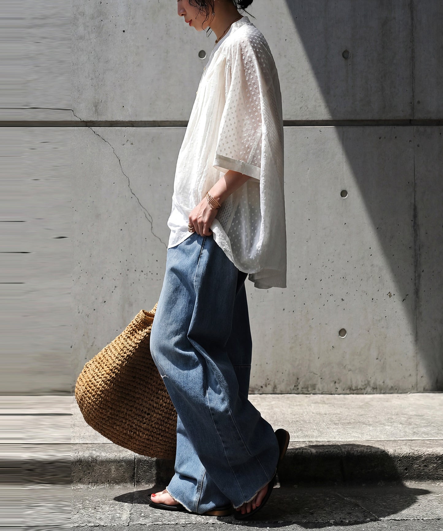 100% Cotton Dobby Weave Blouse Ladies