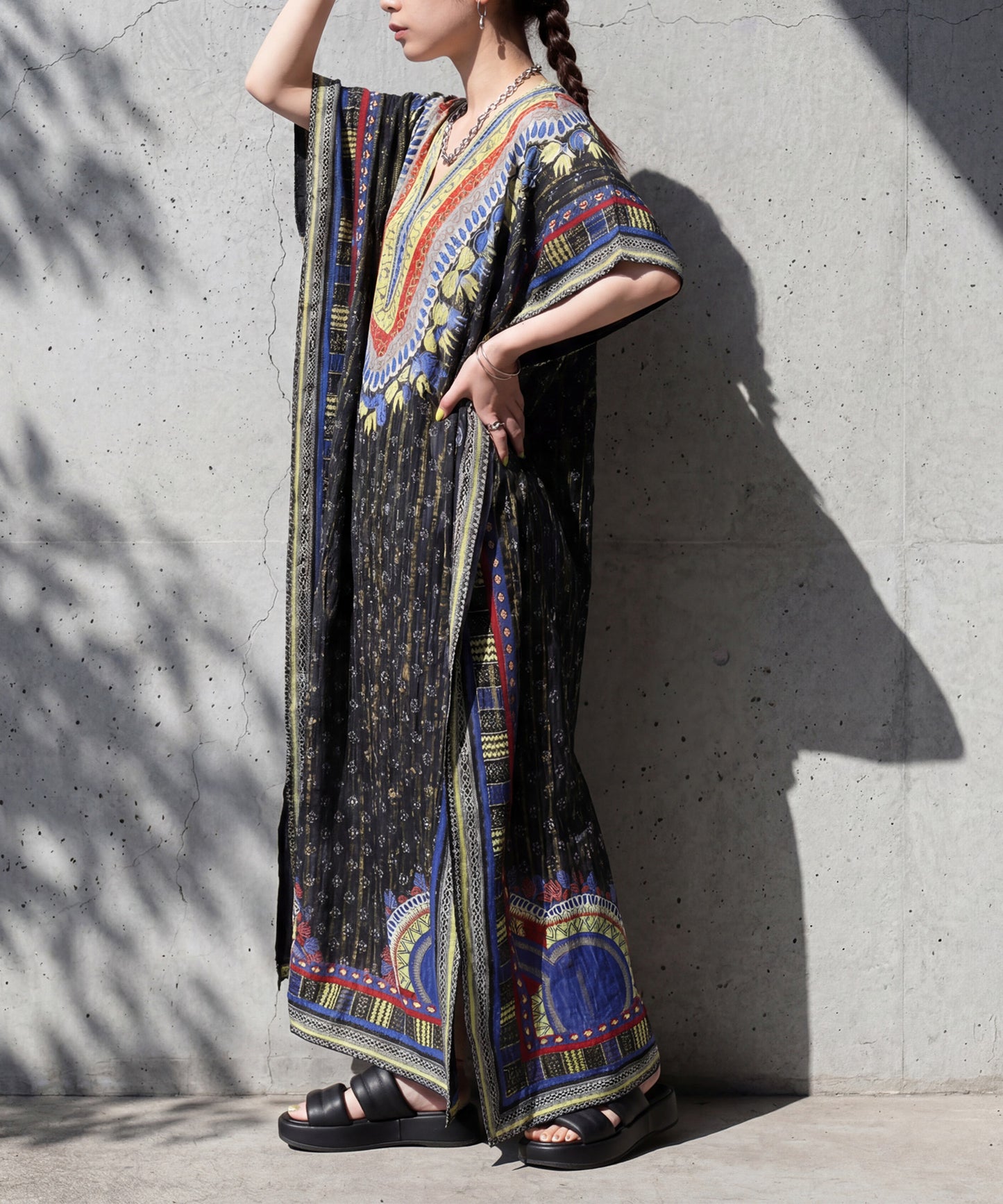 African Print, 100% Cotton, Kanga-Style Print Caftan Dress Ladies