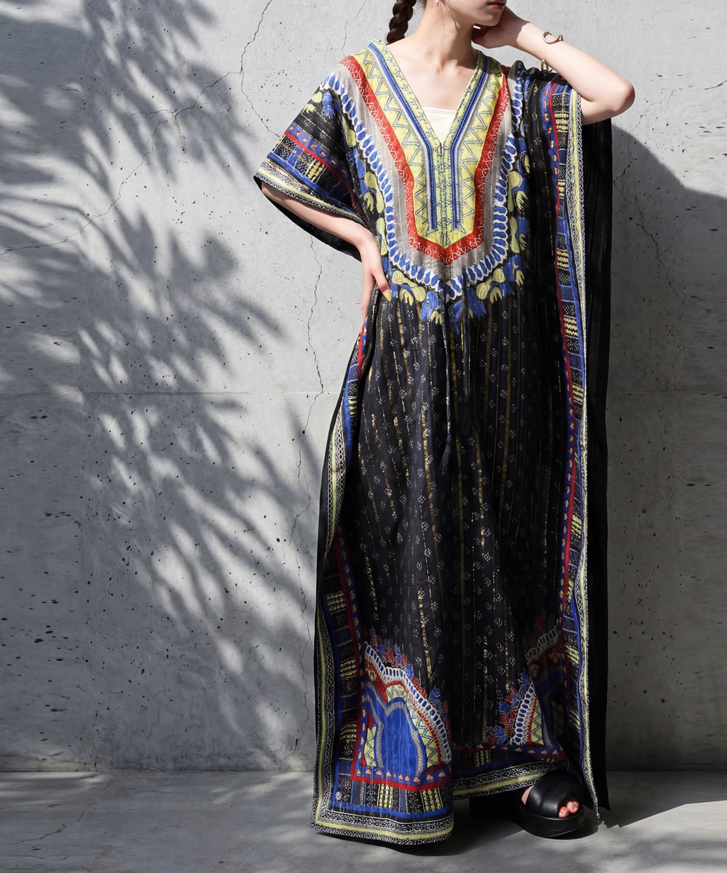 African Print, 100% Cotton, Kanga-Style Print Caftan Dress Ladies
