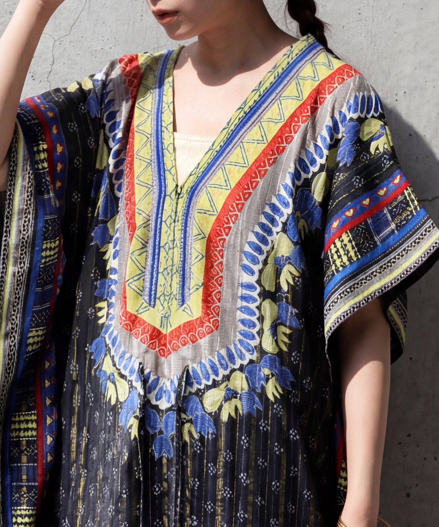 African Print, 100% Cotton, Kanga-Style Print Caftan Dress Ladies