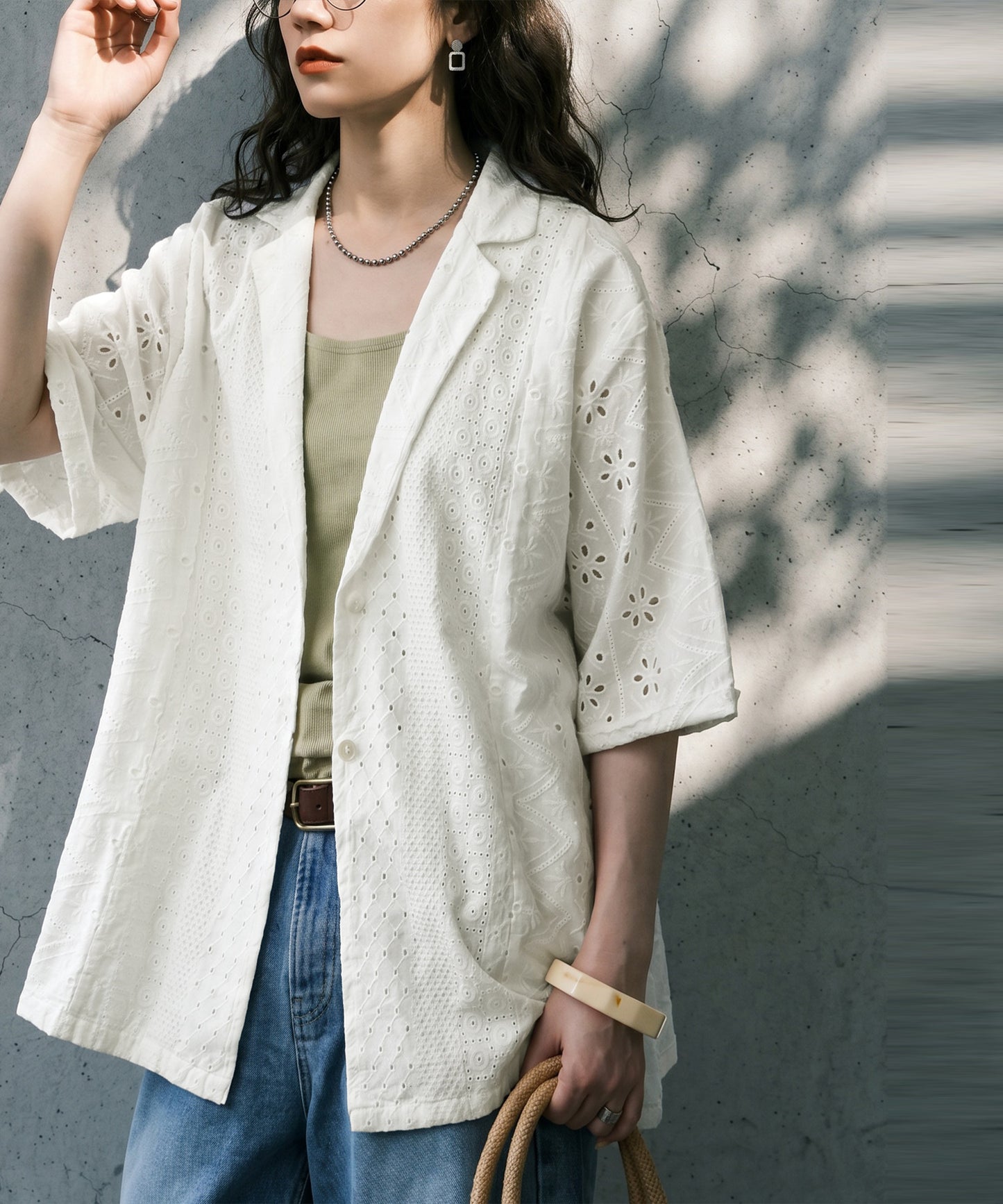 Indian Cotton Lace Shirt Jacket Ladies