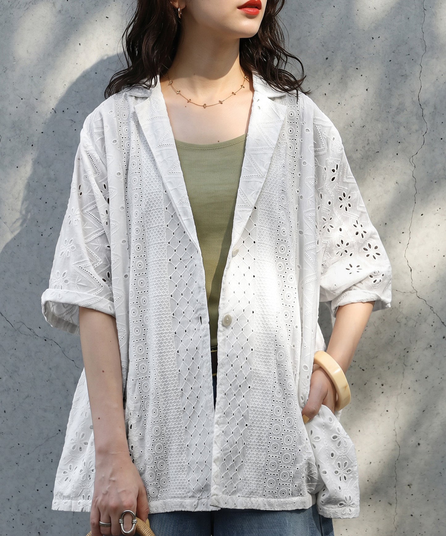 Indian Cotton Lace Shirt Jacket Ladies