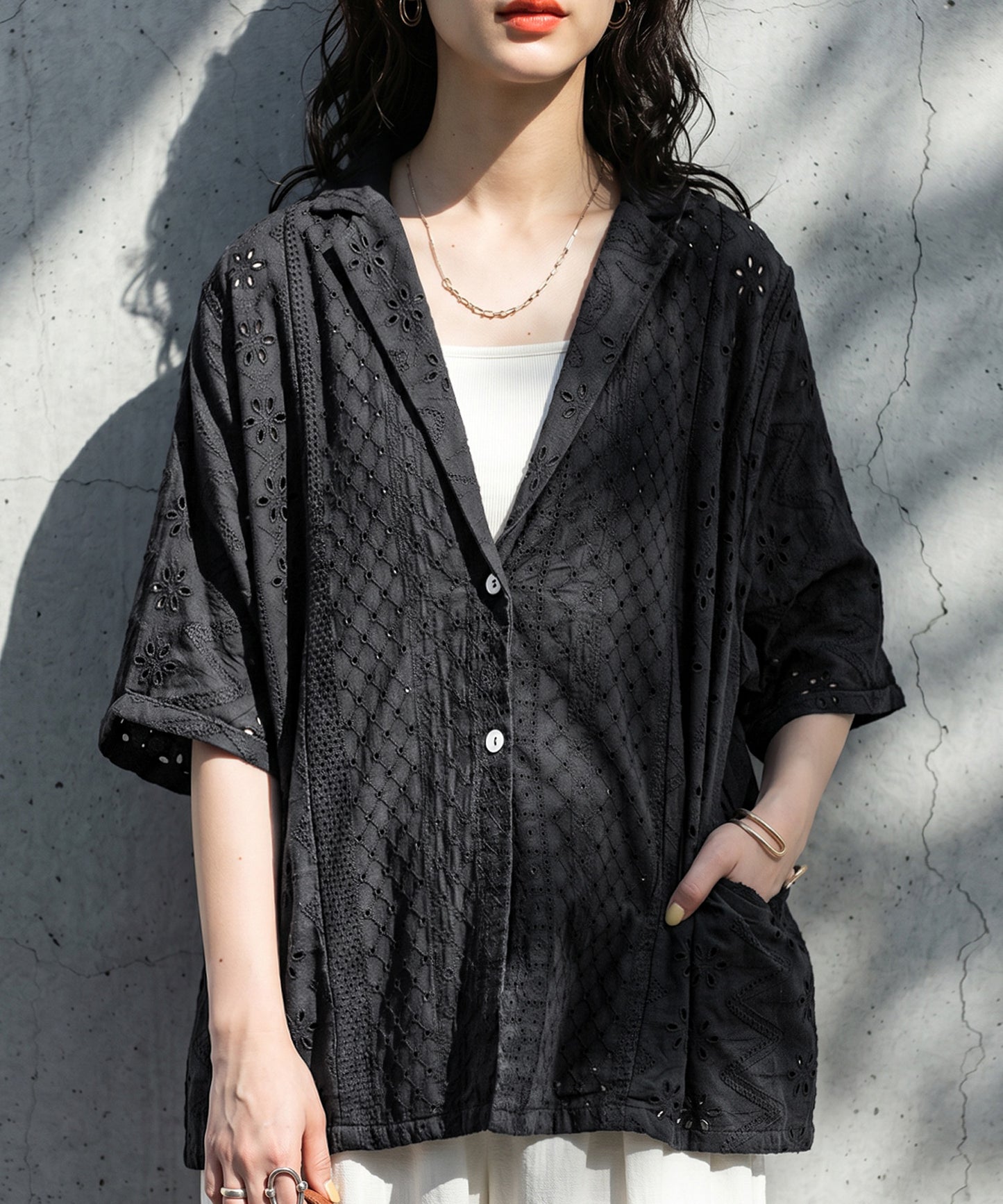 Indian Cotton Lace Shirt Jacket Ladies