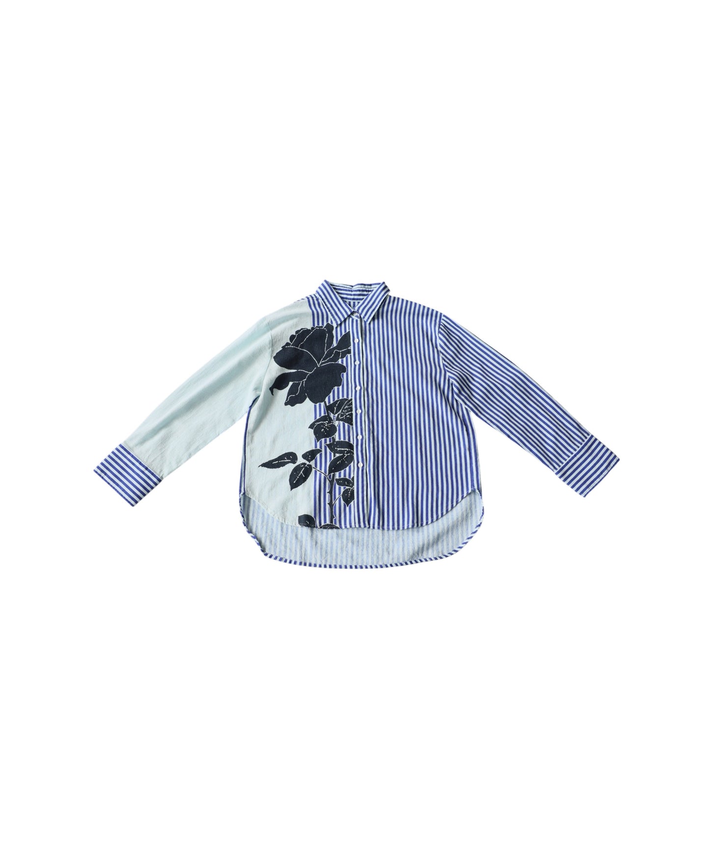 Striped Floral Print Shirt Ladies